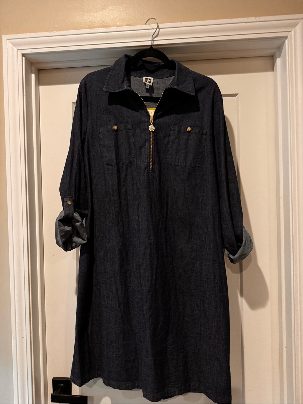 Anne Klein Blue Denim Zip-Front dress